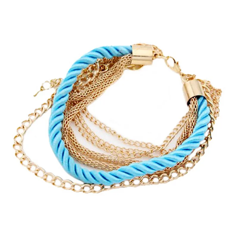 Hot Sale Trendy Charm Armband Handväv Rope Chain MultiLayer Chains Wrap Armband för kvinnor Klänningar Tillbehör Guldpläterad