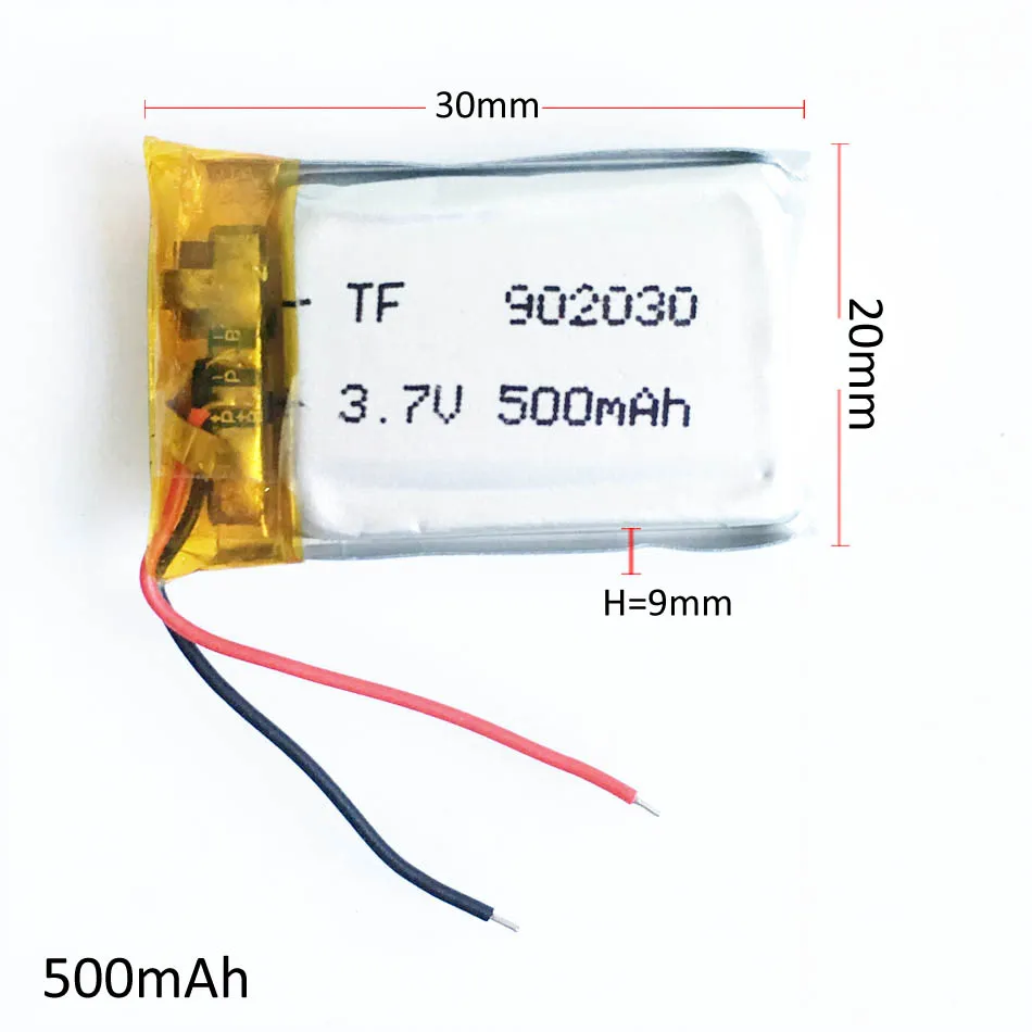 Modèle 902030 500mAh 3.7V Lithium polymère LiPo cellules de batterie rechargeables li-po li ion puissance pour Mp3 GPS DVD enregistreur de casque de téléphone portable