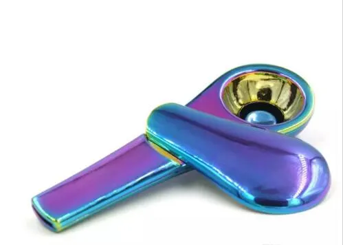 Metalen scoop vorm regenboog lepel roken pijp zinklegering 95mm lengte 24mm diameter tabak sigaret handleidingen met geschenkdoos