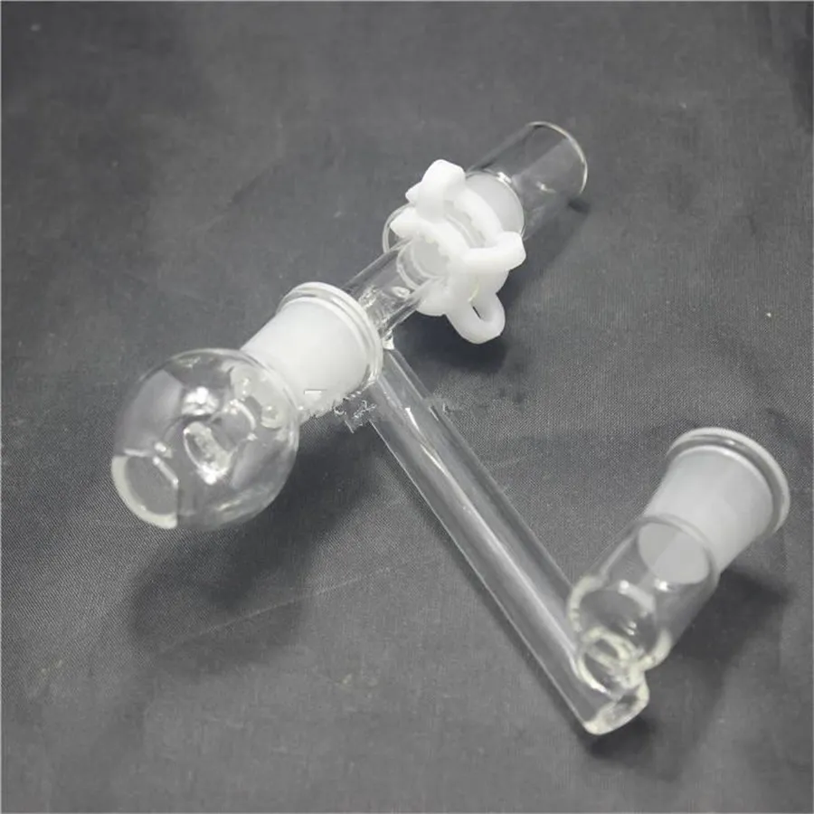 14mm 18mm Kvinna Dropdown Reclaimer Glass Adapter Kom med Glass Dome Nail Keck Clip för Bongs Oil Rig och DAB
