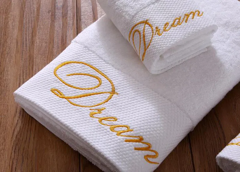 3 pièces Brodé Crown White Hotel Hotel Serviette Ensemble de serviettes de coton serviettes serviettes serviettes pour adultes Widfs