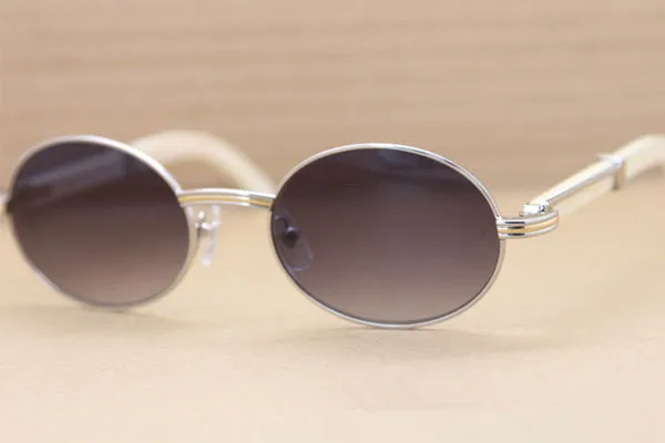 有名なブランドサングラスホワイトバッファローホーンメガネサングラスレトロな丸みの日焼け眼鏡大きいファッションサングラスサイズ55mm
