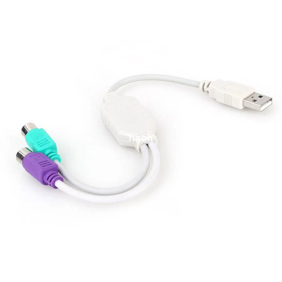 10st / mycket FreeShipping USB Man till PS2 Kvinna Kabeladapter Omvandlare Använd för tangentbord Mus Datorkablar Kontakter