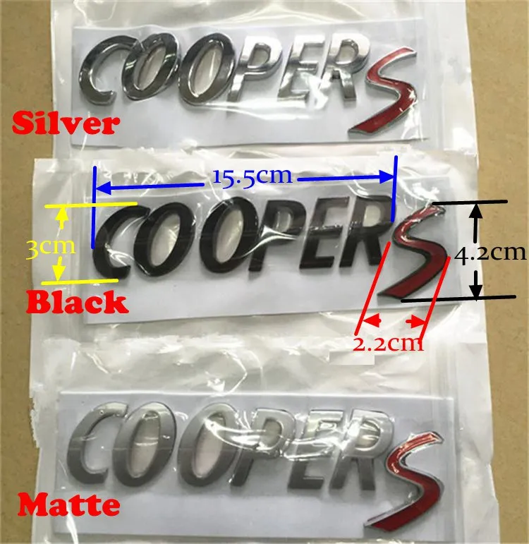 Cooper S 3D Emblem Badge Sticker For MINI Boot Lid Tailgate - Black/Silver