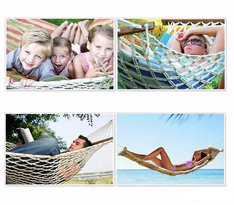 Garden Cotton Hammocks Comfortable Fabric Hang Bed Portable Hanging Durable Hammock with Travel Bag Perfect for Camping Outdoor Indoor Patio Backyard