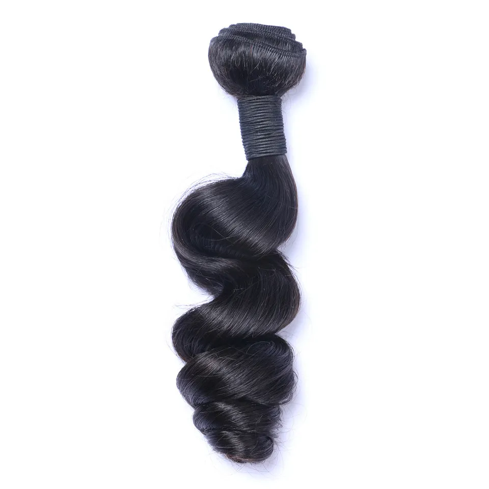 Cabelo Remy Humano Onda Solta Brasileira Tece Com Fechamento De Renda 4x4 Nós Descoloridos 100g/pc Cor Natural Tramas Duplas Extensões de Cabelo