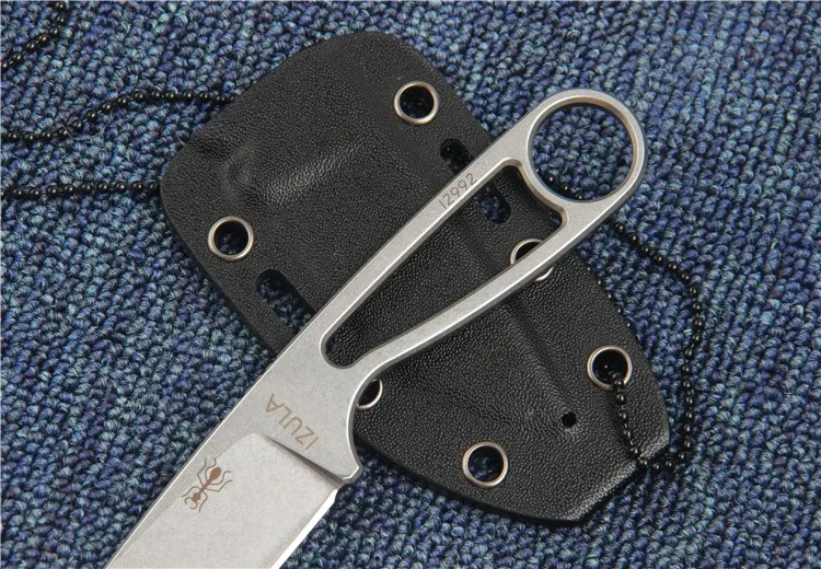 ESEE IZULA 12992 D2 Boyun Bıçağı Stonwashed Taktik Kamp Avcılık Survival Cep Anahtarlık Bıçak Açık EDC Araçları K Kılıf Koleksiyonu