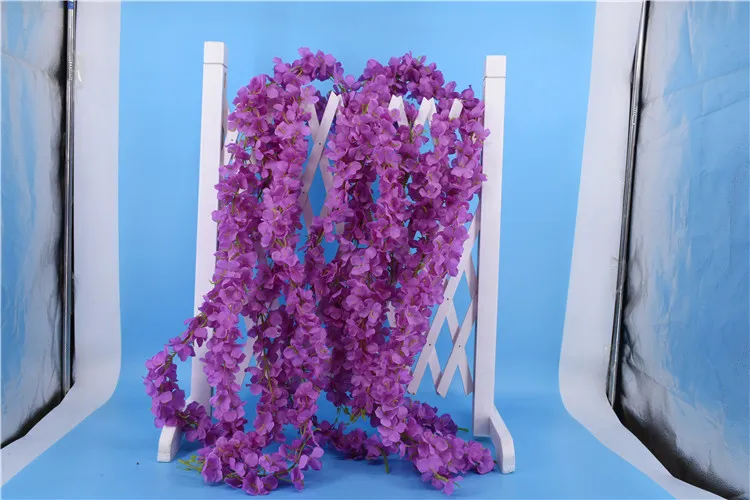 Artificial Orchid Wisteria Vine Flower 79 tum/2m Silk Orchid Wreaths For Wedding Site Layout för gratis frakt