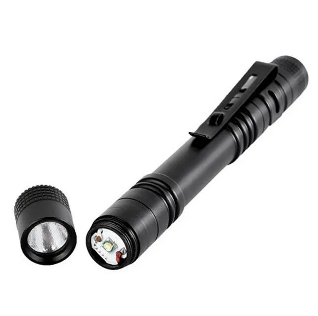 LED Flashlight Outdoor Pocket Portable Torch Lamp 1 Mode 300LM Pen Light Waterproof Penlight with Pen Clip13.3CM