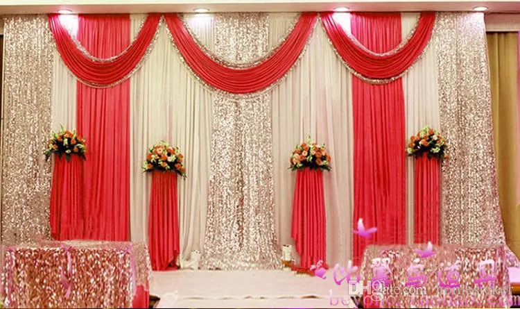 Hoge kwaliteit bruiloft achtergrond gordijn lovertjes goedkope bruiloft decoraties 6m * 3 m doek achtergrond scène bruiloft decor levert