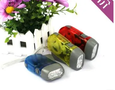 3LED Ręka naciśnięta Światło Laski Energysaving Latarka Brak akumulatorów Dynamo Nocne Światło Outdoor Ręczne naciśnięcie korby Mixed Color8982964