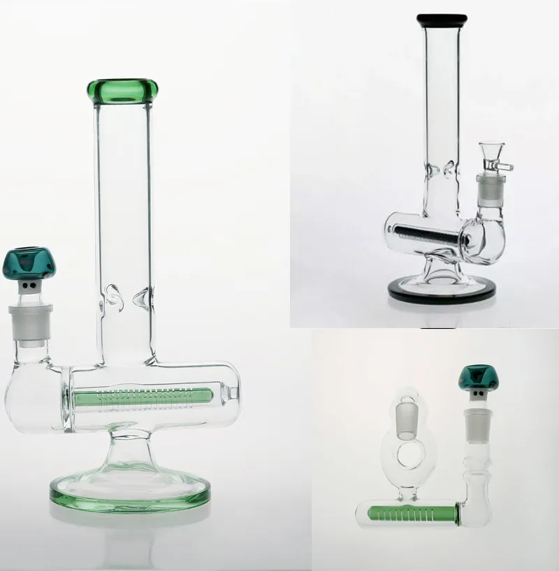 10,6 pouces de hauteur vert noir bong en verre 18,8 mm joint tuyau d'eau avec bol long en ligne percolato recycler les plates-formes pétrolières image réelle