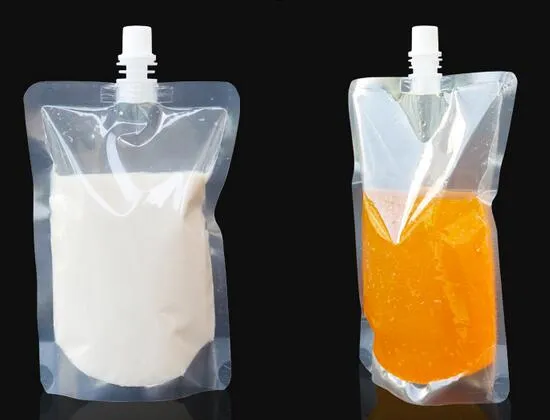 100 adet / grup 250-500 ml, Stand-up Plastik İçecek Ambalaj Torbası İçecek Borulu İçecek Sıvı Suyu Süt Kahve