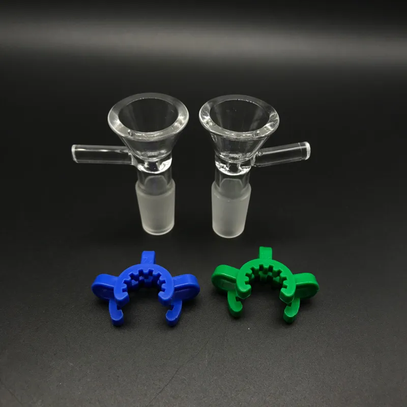 14mm 18mm Glazen Asvangers 45 Graden Kits Met J-Hook Adapters Glazen Bowls Keck Clips Banden Asvanger voor Glazen Waterpijpen Dab Rigs