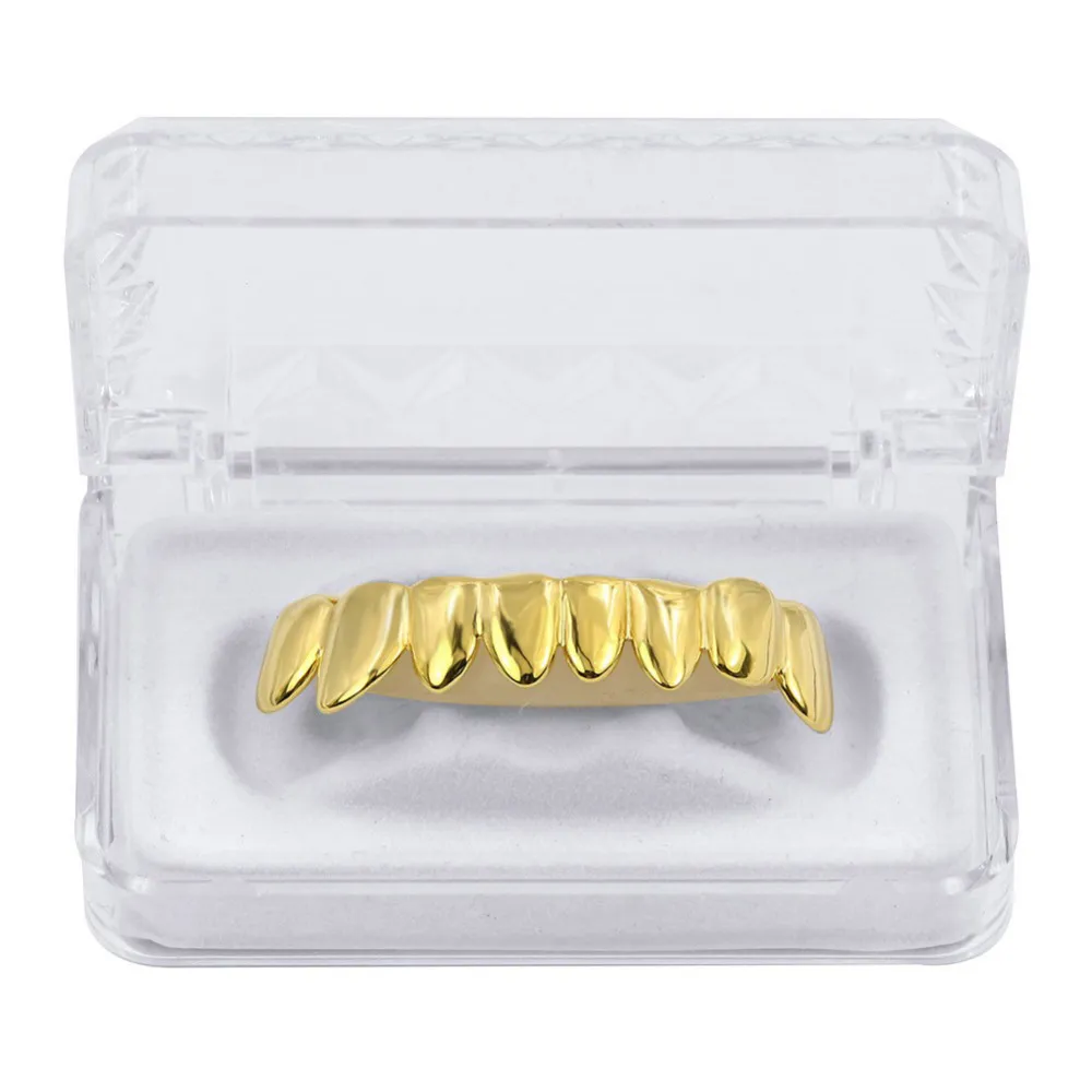 Hip hop Gold Grillz Caps Shaped Teeth Grills Lower Bottom Perm Cut Real Grill Teeth GRILLZ With silicone3178449