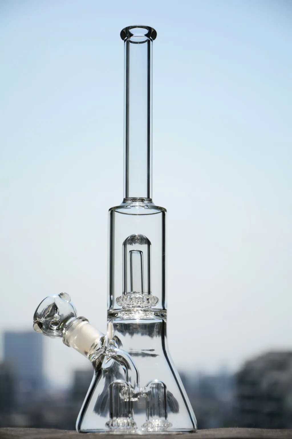 Heady Recycler hookahs Dab Rigs Bubbler Glass Bong Straight Tube Bongs with Unique 3 UFO Perc Filters Thick Dome Percolator Beaker Bongs