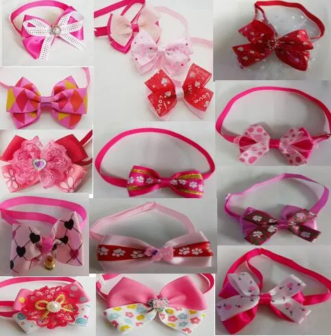 100st/Lot Dog Apparel Girl Pet Dog Puppy Cat Cute Ribbon Bow Ties Slips Bowknot Grooming Products blandade eller välj BN89