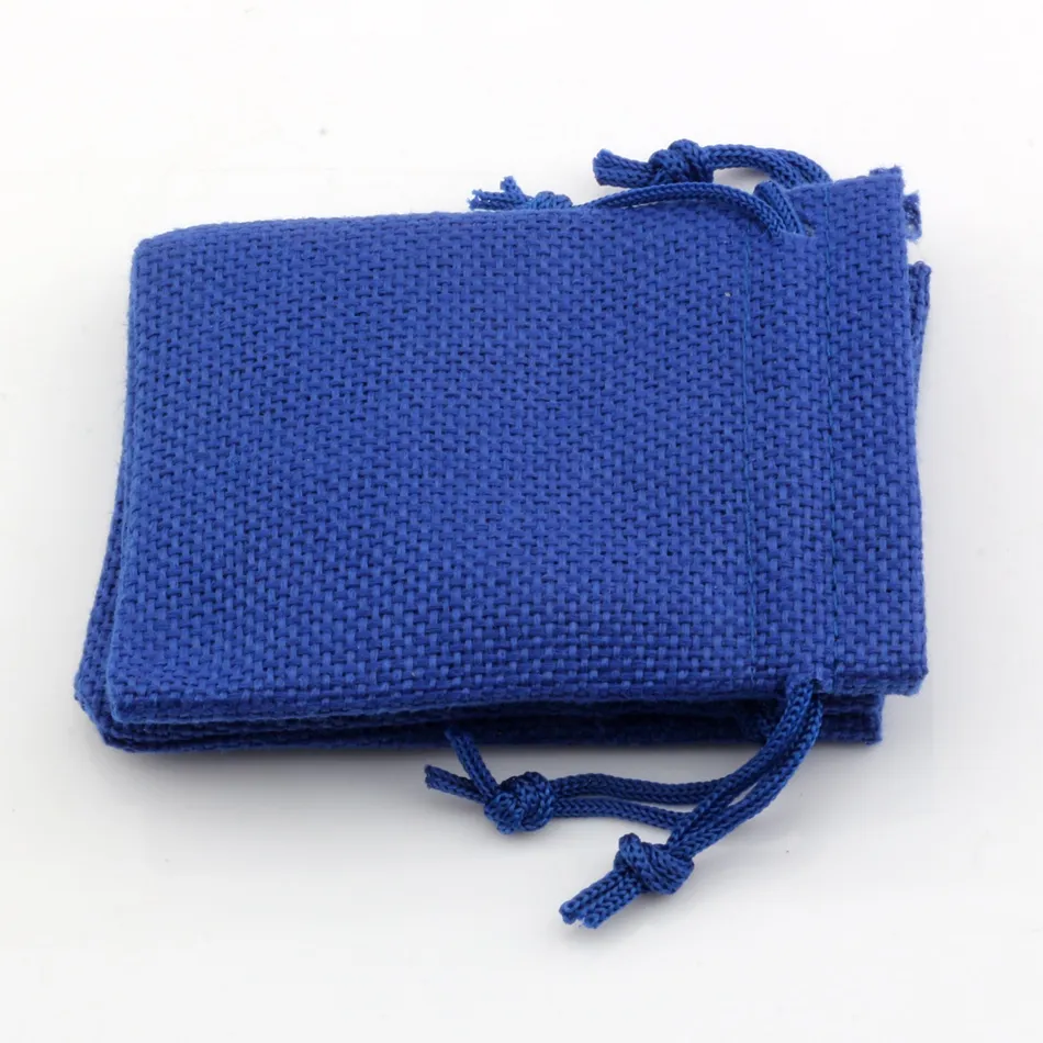 Hot ! Linen Fabric Drawstring bags Candy Jewelry Gift Pouches Burlap Gift Jute bags 7x9cm / 10x14cm /13x18cm / 15x20cm  blue 