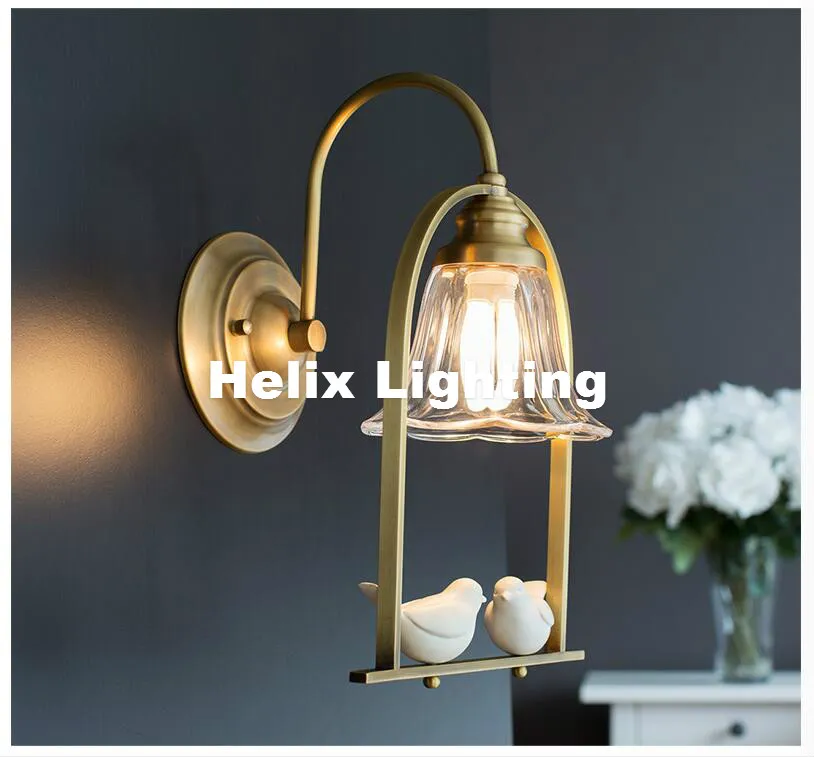 Newly Brass Color Nordic Retro Wall Lamp Nordic Bird Abajur De Parede Vintage Decora Lighting Home Bedrrom Luminaire 110 220V