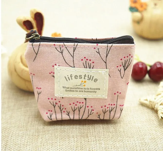 Vintage Women canvas change coin Purse wallet keys bag pocket holder cosmetic makeup organize children party favor pouchs