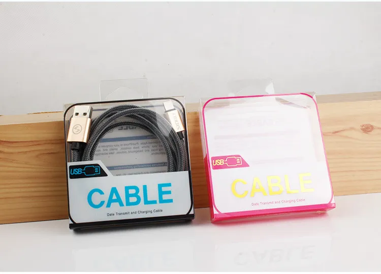 Wholesale Fashion Blister PVC Plastic Retail Packaging Box Package For iphone USB micro usb cable box usb charger box