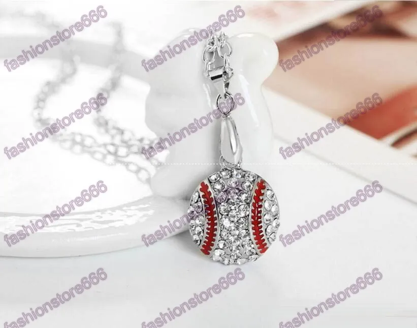 Crystal Baseball Pendant Necklaces Fashion Sports Jewelry Best Friend Gift For Team Club Base Ball Lovers