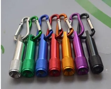 Portable Mini LED ficklampa Nyckelring Aluminium Alloy Torch med karabiner Ring nyckelringar LED mini ficklampa mini-ljus