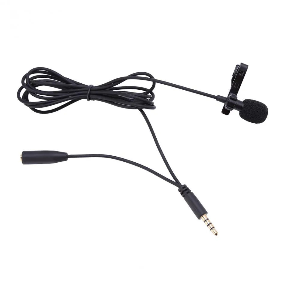 Freeshipping 3.5mm Jack Mini Wired Clip-on Lapel Hands Headset Microfone Microfone para Telefone Móvel Universal