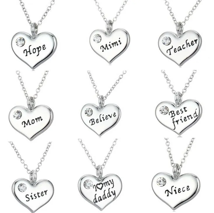 Hot Sale Diamond Necklace Family Series Grote Letter Serie Verpleegkundige Leraar Nicht Vader WFN109 (met Chain) Mix Bestel 20 stuks veel