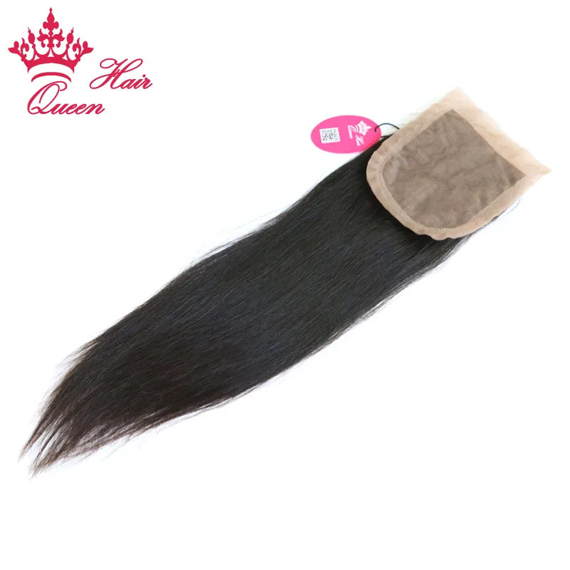 Queen Hair Products Brazilian Virgin Human Straight Hair Silk Base Closure4815543