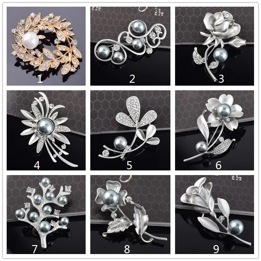 Broche de Strass Vintage Pin Artificial Pérola Flor Broche de Jóias top corpete para o vestido de noiva traje de festa de casamento vestido de pino de presente