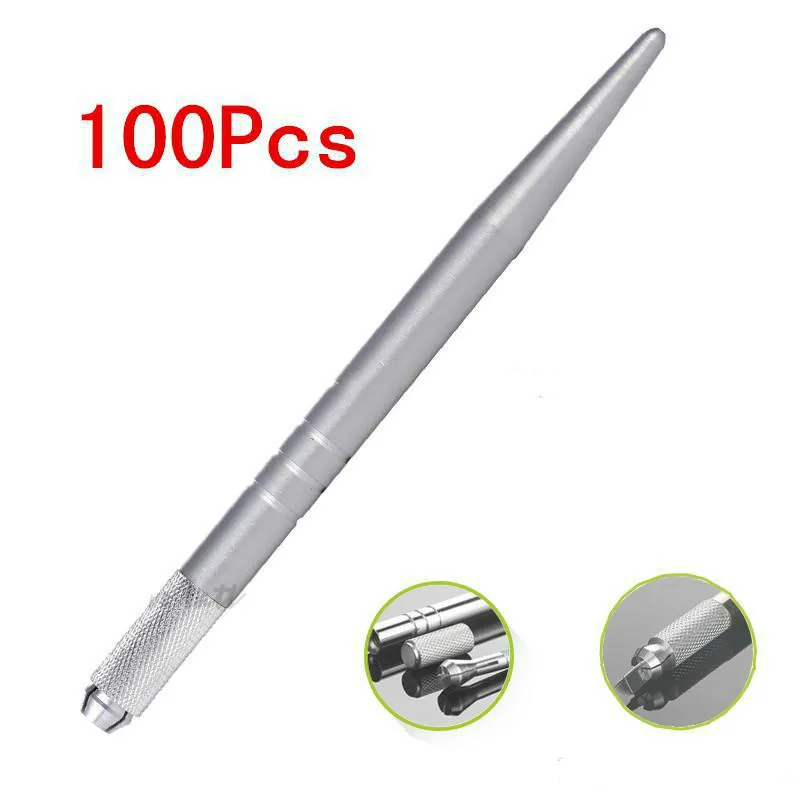 الجملة 100pcs التي الفضة المهنية ماكياج دائم القلم 3D ماكياج التطريز اليدوي القلم وشم الحاجب microblade الشحن المجاني