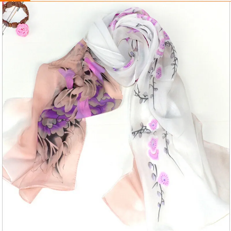 Commercio all'ingrosso-160 * 50 cm nuovo 2015 lunghi moda coreana fiore stampa in chiffon sciarpa donna sciarpe invernali scialle involucri