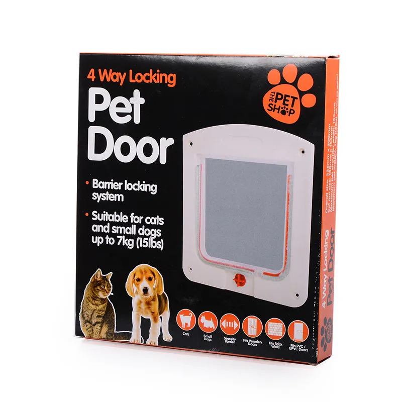 New Durable Plastic 4 Way Locking Magnetic Pet Cat Door Small Dog Kitten Waterproof Flap Safe Gate Safety Supplies