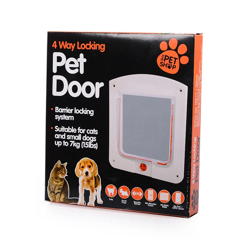 New Durable Plastic 4 Way Locking Magnetic Pet Cat Door Small Dog Kitten Waterproof Flap Safe Gate Safety Supplies246B