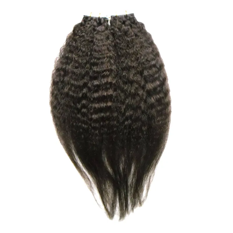 Non transformés vierge brésilienne crépus cheveux raides 100g couleur naturelle Yaki cheveux bande dans les extensions de cheveux humains 4100607