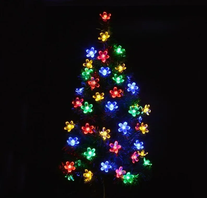 السلاسل الشمسية 50 المصابيح زهرة زهر الزخرفية أضواء ماء الأبيض الجنية حديقة في عيد الميلاد الشمسية الصمام الخفيفة