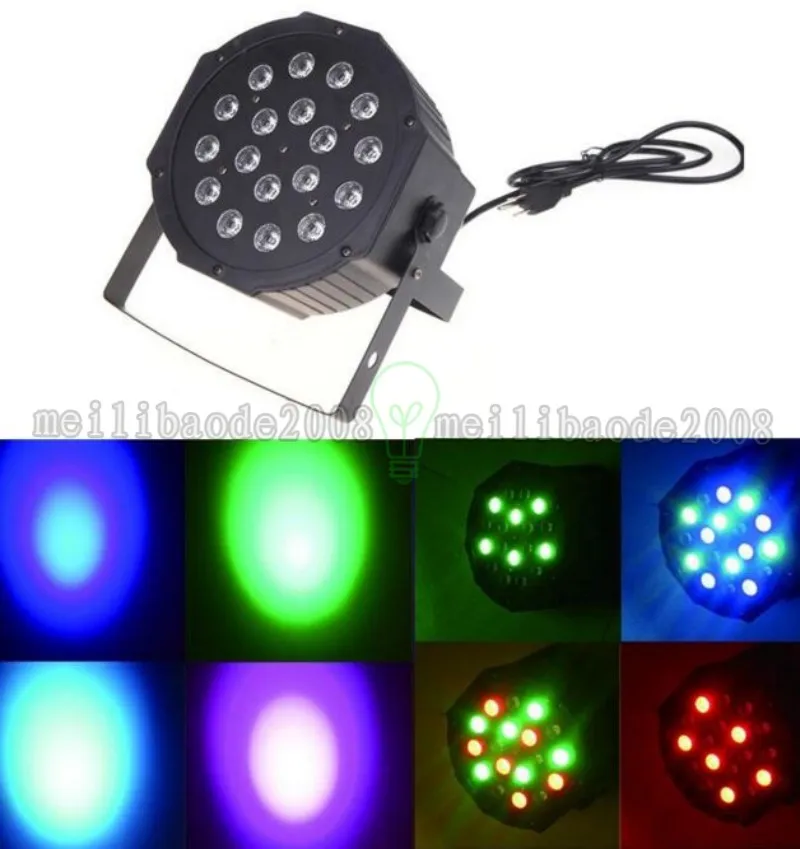 Led stage light 18x3W 54W 6 canali RGB Led Flat Par Lighting Club DJ Stage Party KTV Disco DMX 512 Controllo spedizione gratuita MYY