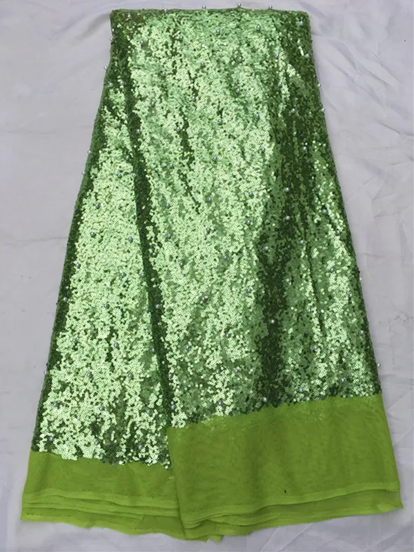 5 Yards/Stück Wunderschöner roter französischer Tüllstoff mit Pailletten und Perlendekoration, afrikanische Mesh-Spitze für Kleid QN59-9