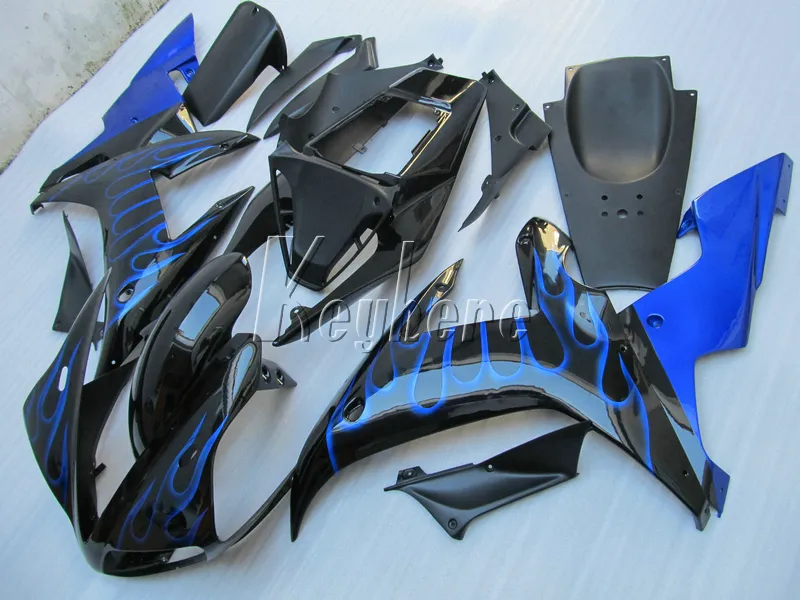 Blue Flames Black ABS Plastic 2007 R6 Fairing Kit For Yamaha YZF R1 ...