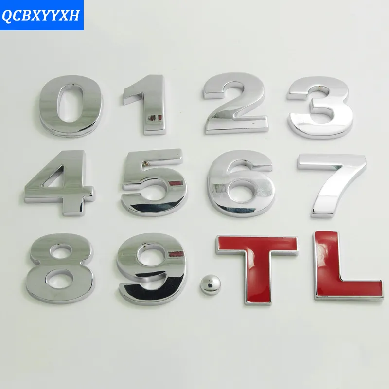 DIY Chrome ABS Alphabet letter 3D Number Decals Symbol Emblem Badge Sticker For Mercedes Audi Nissan VW Ford Toyota Honda