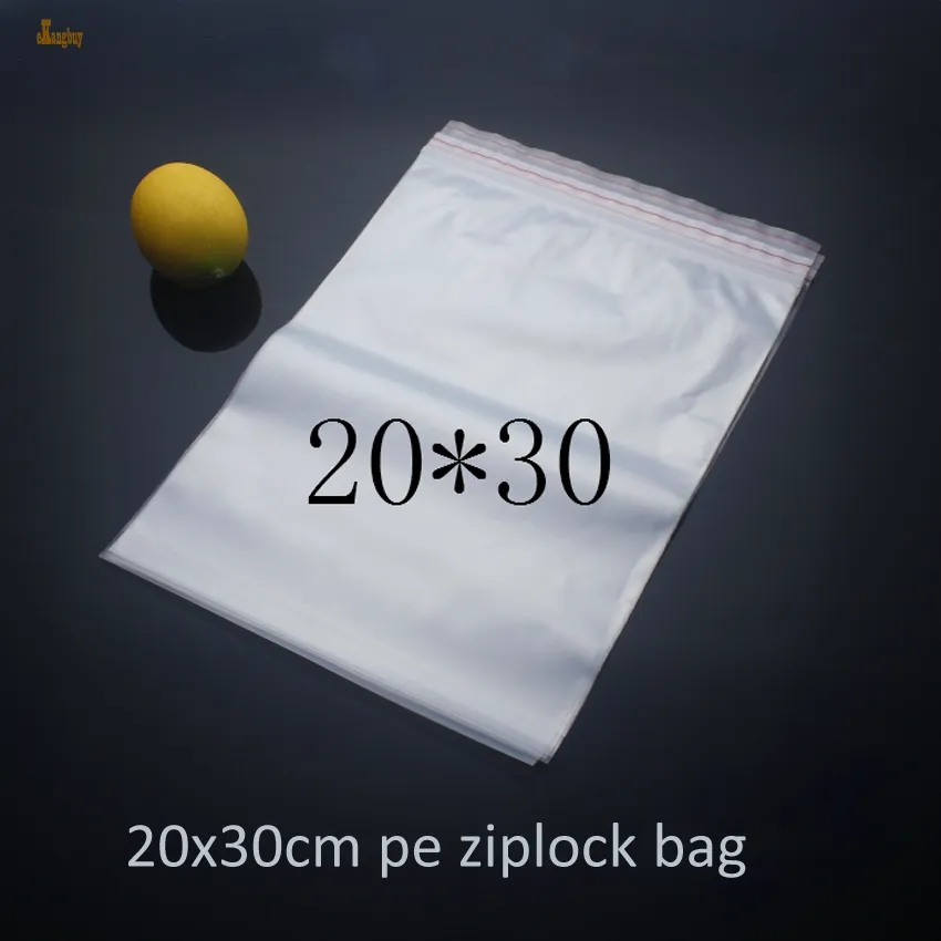 2018 Real Bolsas de Regalo送料無料100ピースサイズ：20x30cm包装ジッパーロックリサイクルビニール袋、PE透明ジッパーロッククリアバッグ