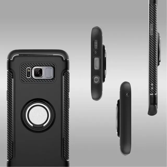 Armor TPU+PC + Metal ring bracket case cover Car Magnet Suction Sheath FOR IPHONE X 6S PLUS 7 7 8 PLUS Galaxy s8 s8 plus s7 s7 edge 