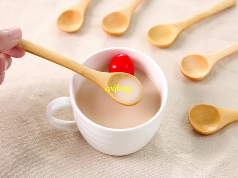 13cm Mini Wooden Spoon Kitchen Cooking Teaspoon Condiment Utensil Coffee Spoon Kids Ice Cream Tableware Tool