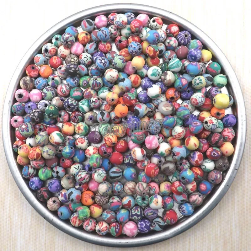 Hohe Qualität 6mm Runde Polymer Clay Perlen Für Schmuck DIY Mixed Kostenloser Versand 1000 stücke Großhandel