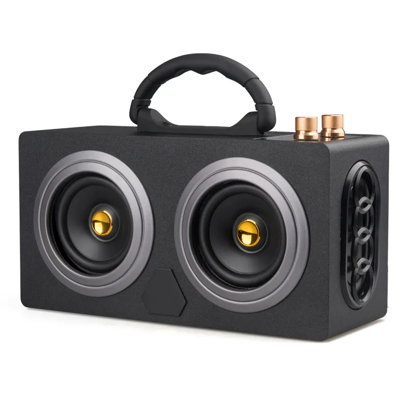 20W högtalare Bärbar Bluetooth-högtalare i trä Dansande högtalare Utomhus trådlös stereo Super Bass Subwooofer med FM-radiohandtag