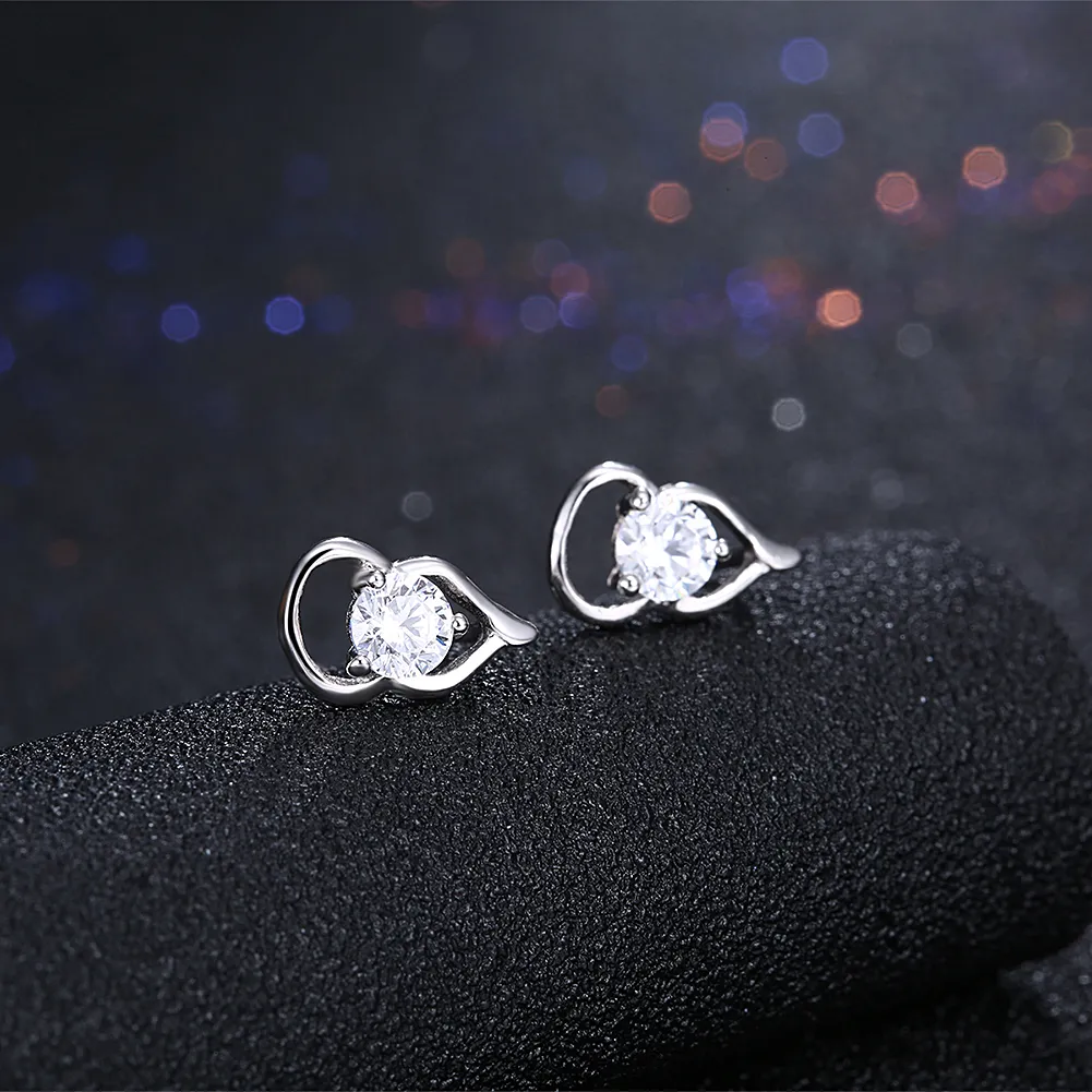 Orecchini geometrici in argento sterling al 100% 925 moda signore semplici femmina scintillante zircone orecchini gioielli squisiti