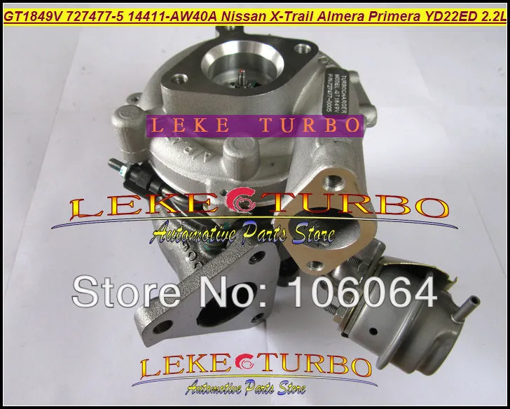 GT1849V 727477-0005 727477-5007S 727477 14411-AW40A NISSAN X-Trail T30 Almera Primera 2003-05 YD22ED YD1 2.2L 136HP Turbocharger