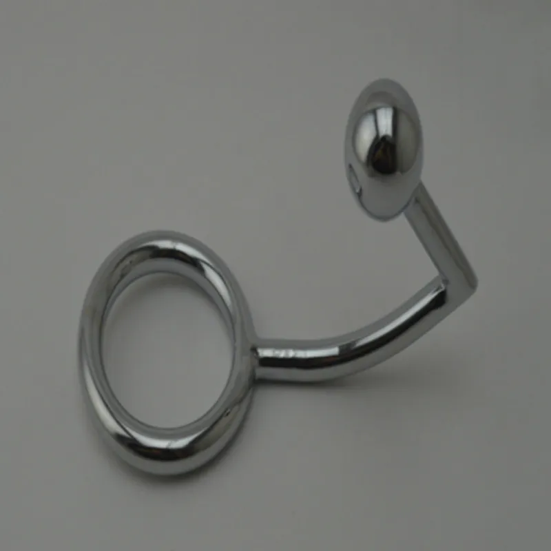 Stainless Steel Anal Hook With Ball Cock Rings Metal Anus Butt Plug Male Penis Rings Fetish Erotic Sex Products For Men8560944