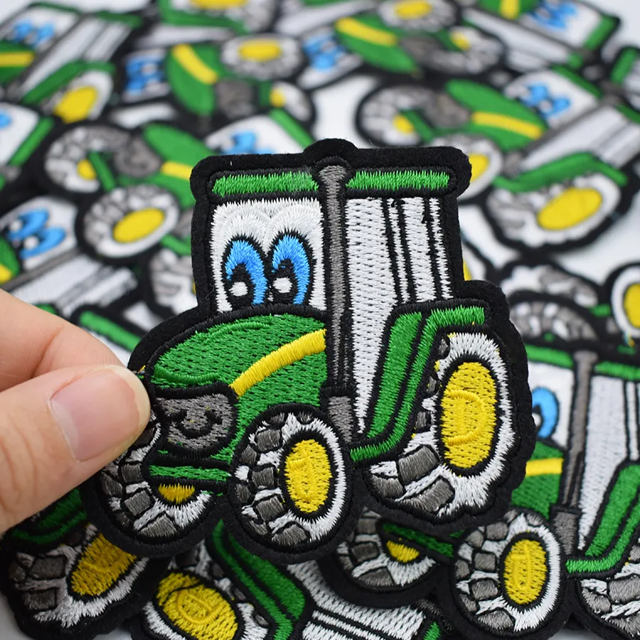 green tractor embroidery patches for clothing iron patch for clothes applique sewing accessories stickers badge on cloth iro326b